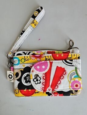 Wristlet Clutch in Multicolor Sewing Print